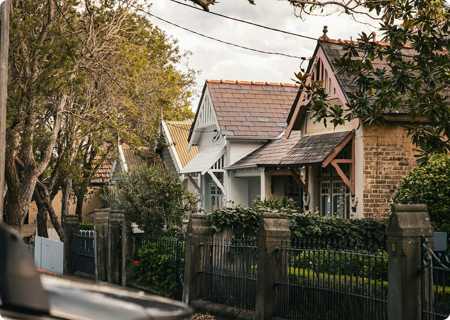 Neighborhood homes illustrating homeownership and the process of applying for a mortgage loan.