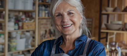 Woman business owner smiling