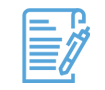 blue outline of pen and paper